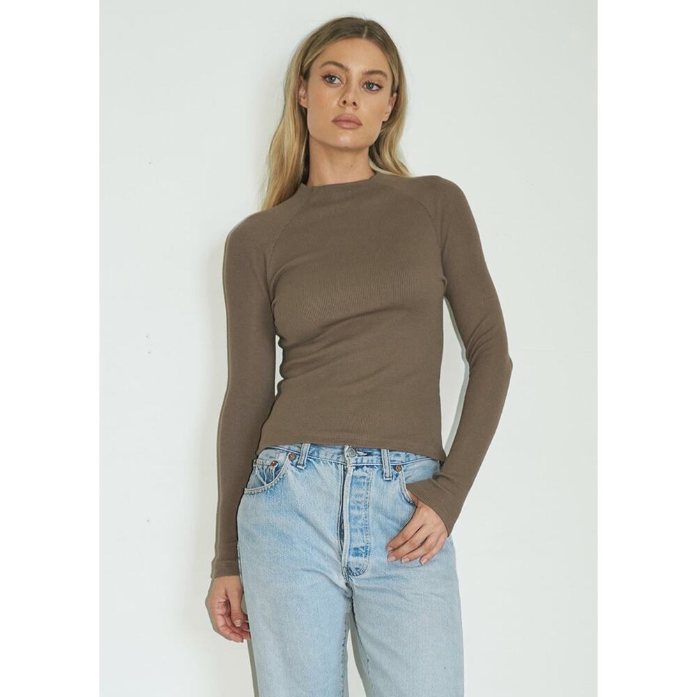 LNA Revolve | Beige Oatmeal Lyndell Thermal Long Sleeve Top Size Small Lounge - Picture 2 of 9